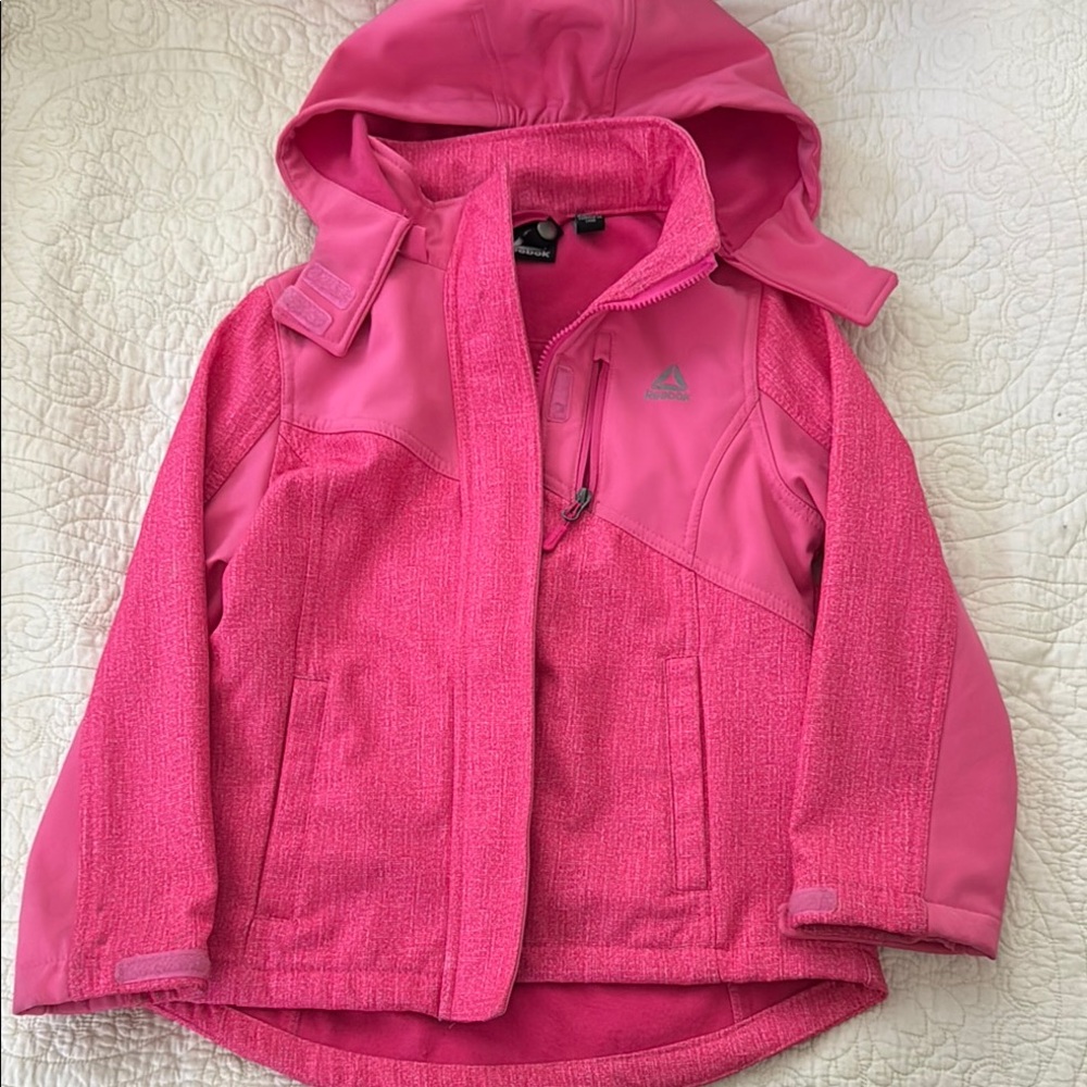 Reebok Pink Hooded Raincoat Weather-Resistant